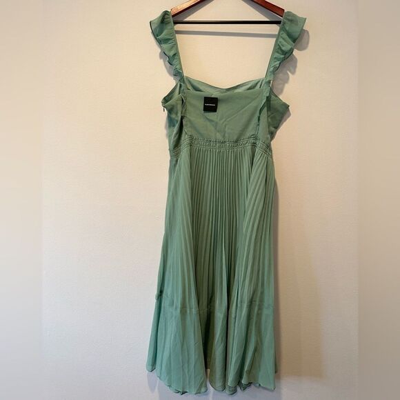 🔥Club Monaco pleated flounce midi dress size 14, NWT - Picture 3 of 8